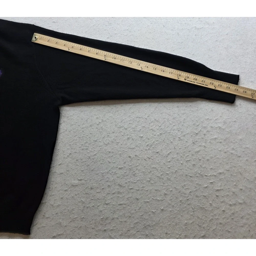 Polo Ralph Lauren Men's Black w Purple Pony Lambs Wool V-Neck Sweater. Size L